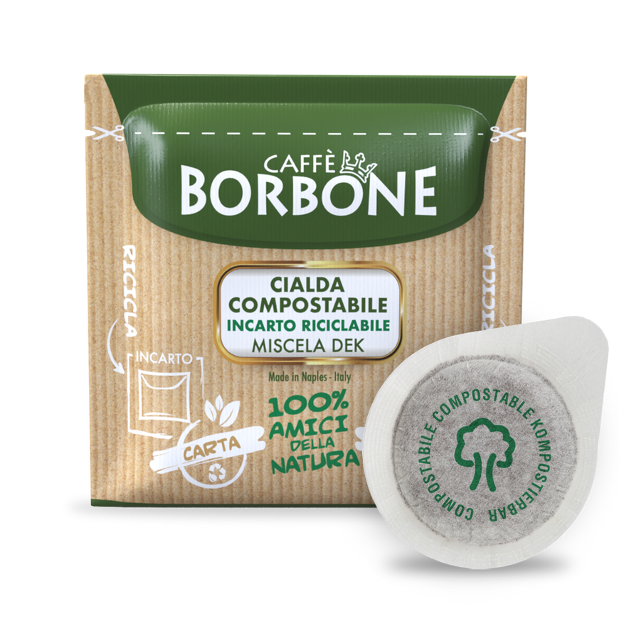 CIALDE CAFFE BORBONE MISCELA DEK ESE 44 MM COMPOSTABILE INCARTO RECICLABILE