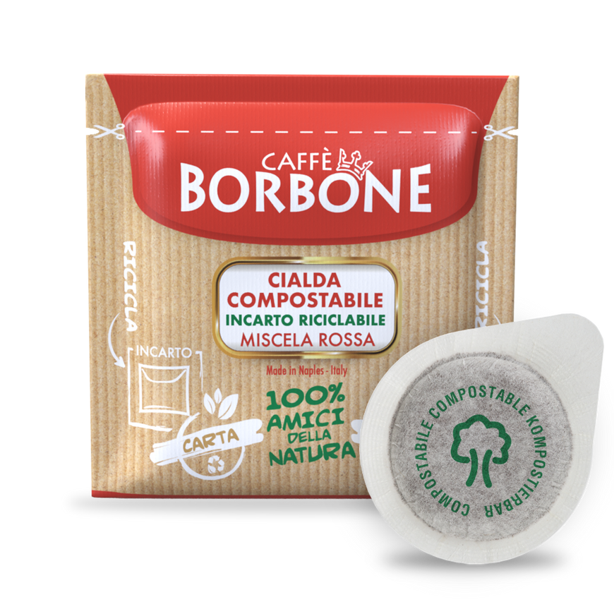 50 CIALDE CAFFE BORBONE MISCELA ROSSA ESE 44MM COMPOSTABILE INCARTO RICICLABILE